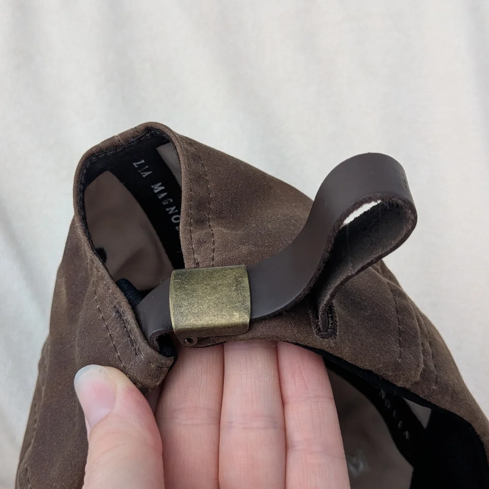 Magnolia Farms Brown Faux Leather Distressed Adjustable Baseball Cap Hat Waco TX - Picture 10 of 12